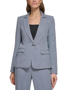 petites womens pattern business one-button blazer