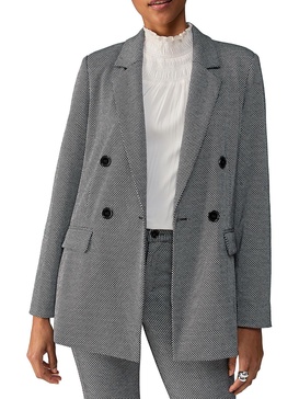 keaton womens printed notch collar double-breasted blazer