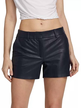 faux leather tailored shorts in black