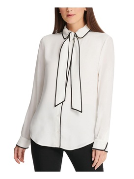 petites womens button-down collared blouse