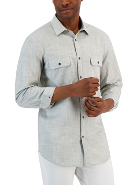 mens heathered point-collar button-down shirt