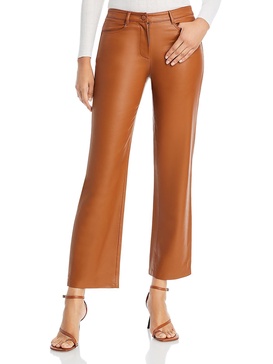 peyton womens faux leather mid-rise ankle pants