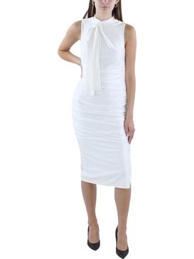 womens ruched sleeveless midi dress