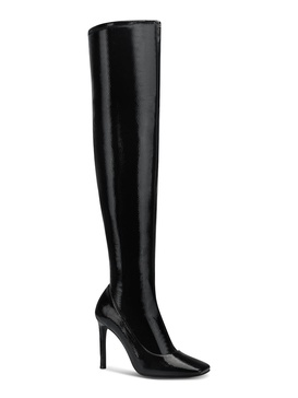 keenah womens patent square toe thigh-high boots