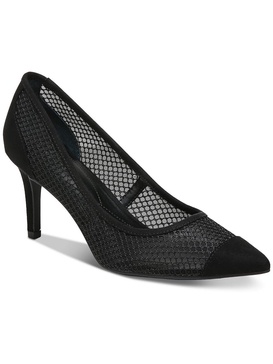 jeeny womens mesh faux leather trim pumps