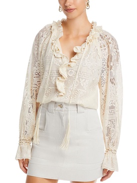 womens ruffled lace peasant top