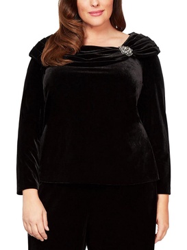 plus womens velvet ruched blouse