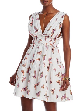 victoria womens printed linen mini dress