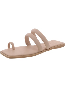 womens faux leather slip on slide sandals