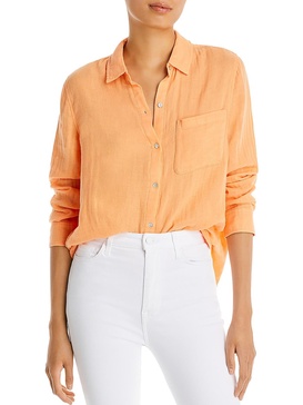 womens collared light button-down top