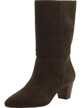 zaahira womens suede stacked heel mid-calf boots