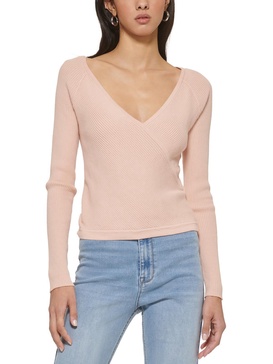 womens ribbed surplice neck blouse