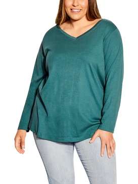 plus womens v-neck casual blouse