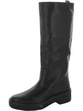 womens pull on block heel knee-high boots