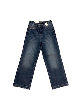 cropped wide leg jean in medium blue