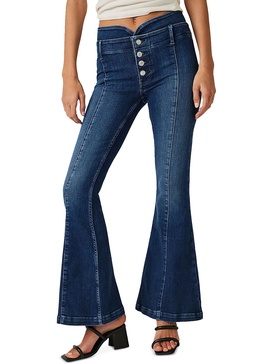 womens mid-rise faded flare jeans