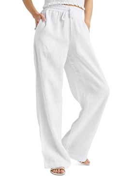 womens sheer linen wide leg pants