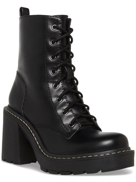 lion womens faux leather zipper combat & lace-up boots