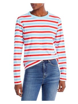 womens cotton striped pullover top