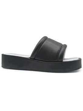 andreanna womens faux leather square toe slide sandals