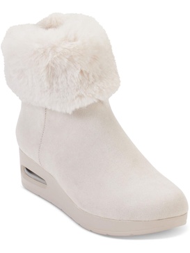 abri womens faux suede faux fur booties