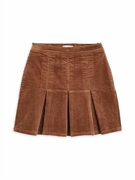 girl's pleated corduroy skirt in brown