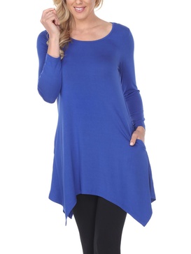 womens boatneck handkerchief hem tunic top