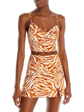 womens zebra print bustier cropped