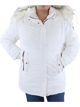 plus womens insulated faux fur hood anorak jacket