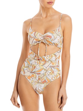 rumi womens floral print cut-out one-piece swimsuit