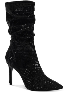 raquell womens pointed toe rhinestones mid-calf boots