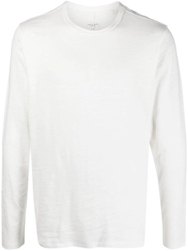 men's white knit long sleeve cotton t-shirt pullover