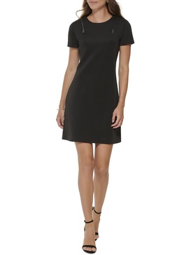 petites womens embellished mini sheath dress