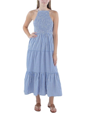 womens smocked striped sundress