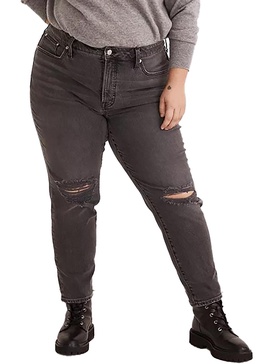 plus womens high-rise destroyed skinny jeans