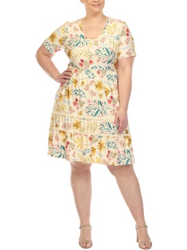 plus womens floral print knee length shift dress