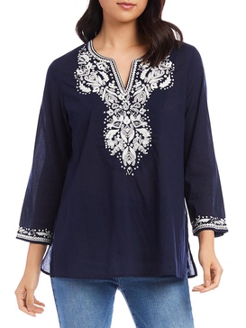 womens cotton embroidered tunic top