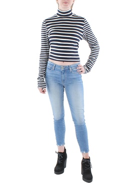 the knit stripe womens long sleeve layering turtleneck top