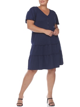 plus womens tiered jersey shirtdress