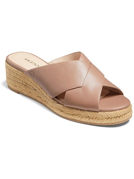 slotted sloan womens leather slip-on wedge sandals