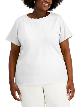 plus womens scalloped short sleeve t-shirt