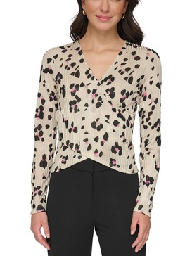 plus   womens ribbed animal print blouse