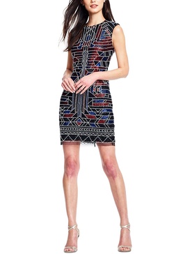 womens beaded geometric sheath dress