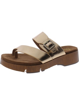 leftover womens faux leather casual slide sandals