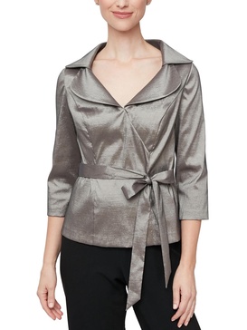 womens metallic 3/4 sleeve blouse