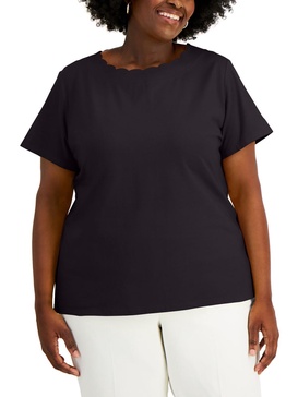 plus womens scalloped short sleeve t-shirt