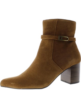 tatum womens suede stacked heel ankle boots