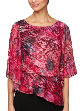 womens abstract print asymmetrical blouse