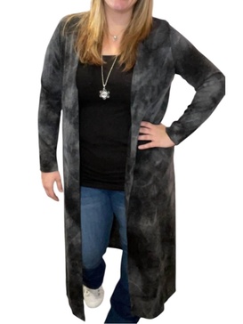 tie dye duster in charcoal