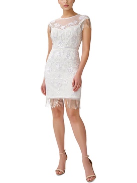 womens beaded fringe cocktail and party dress